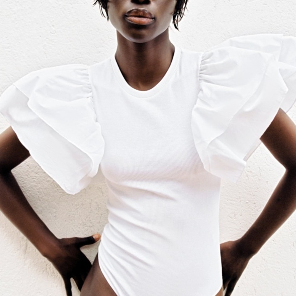 ZARA puff sleeve body suit